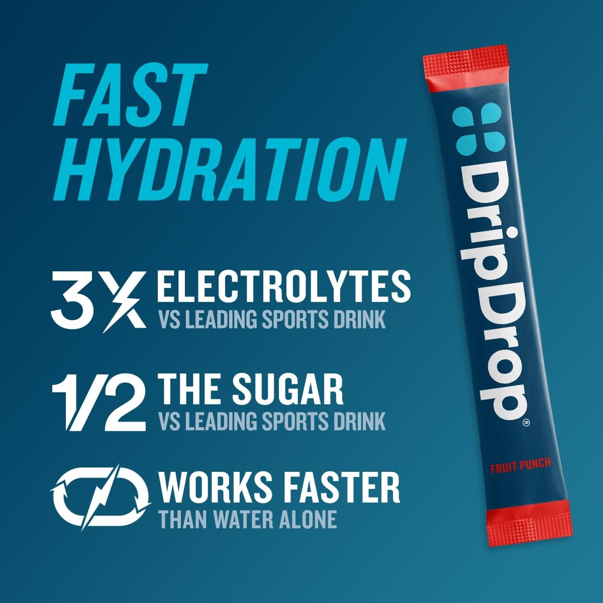 DripDrop Fruit Punch Electrolyte Powder, 8 oz sticks, 32 count D2