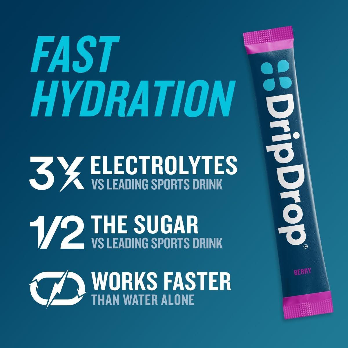DripDrop Berry Electrolyte Powder, 8 oz sticks, 32 count U3