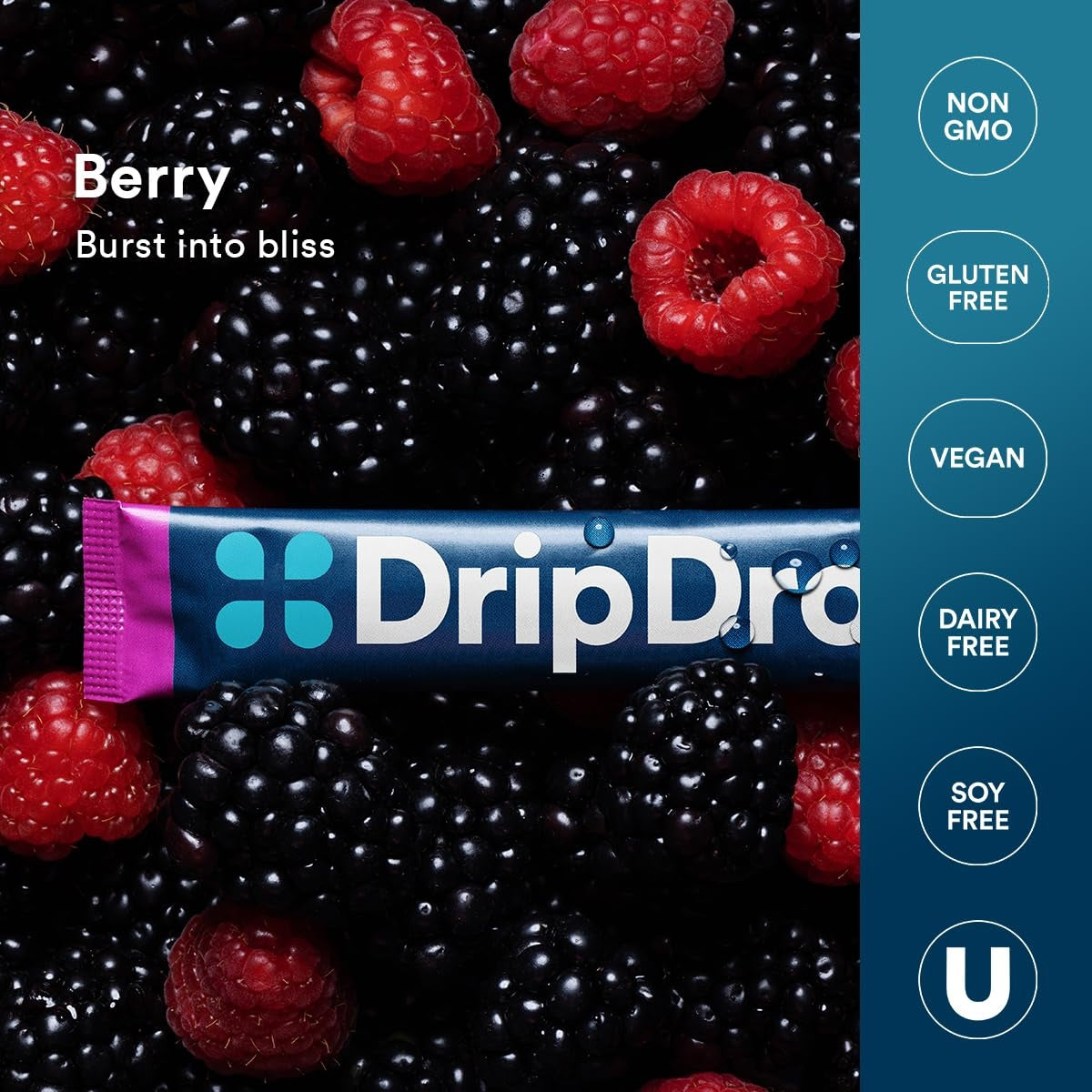 DripDrop Berry Electrolyte Powder, 8 oz sticks, 32 count U3