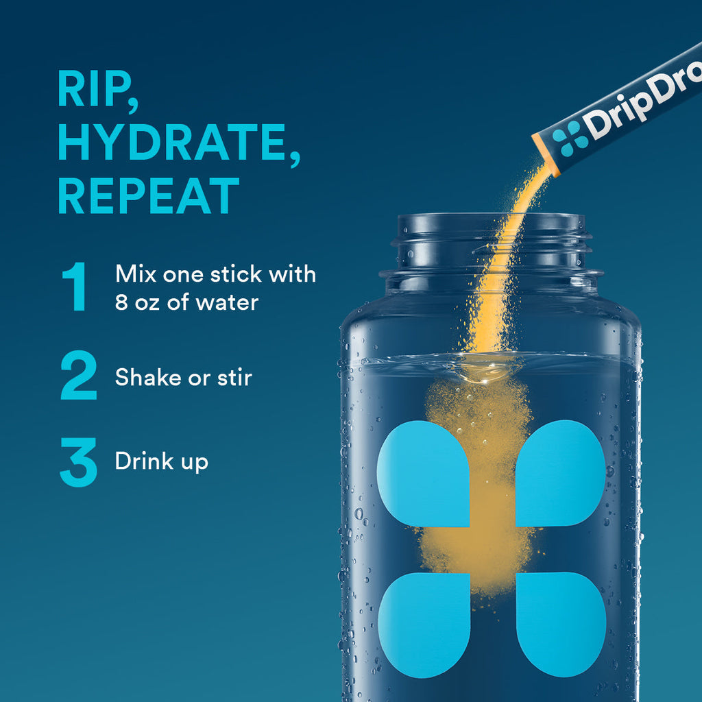 DripDrop Tropical Variety Pack Electrolyte Powder, 8 oz sticks, 16 count I8