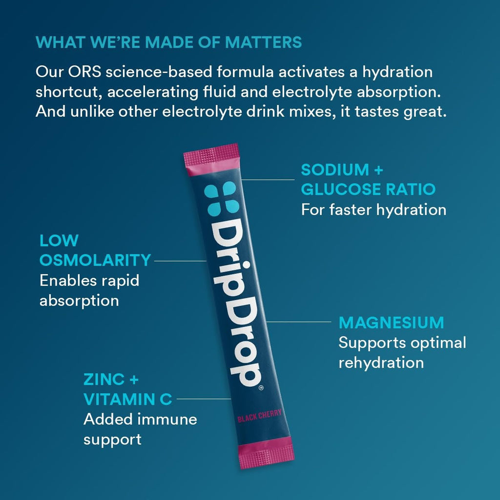 DripDrop Sunburst Variety Pack Electrolyte Powder, 8 oz sticks, 16 count R0