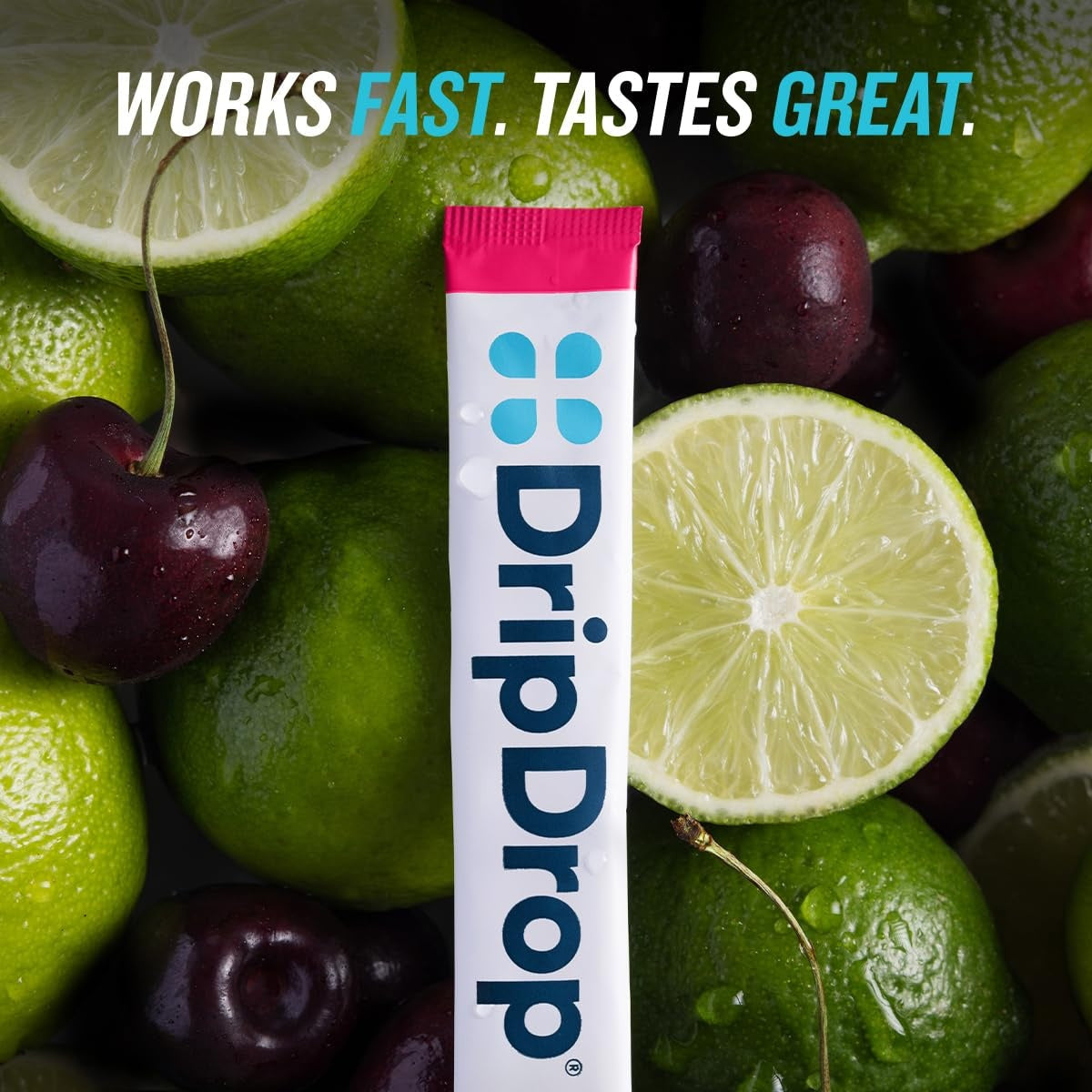 DripDrop Zero Sugar Cherry Limeade Electrolyte Powder, 8 oz sticks, 32 count V3