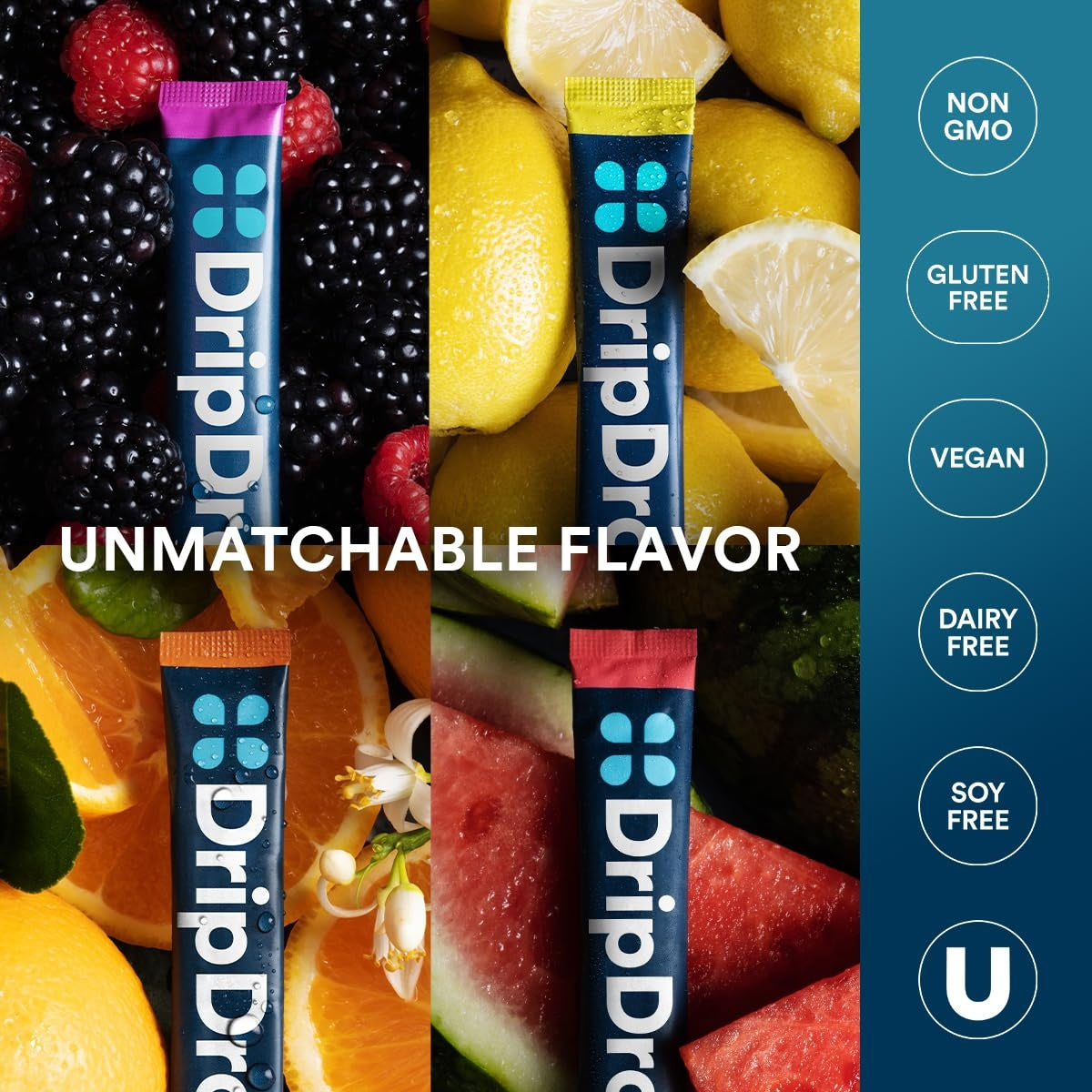DripDrop Bold Variety Pack Electrolyte Powder, 16 oz sticks, 80 count Y4