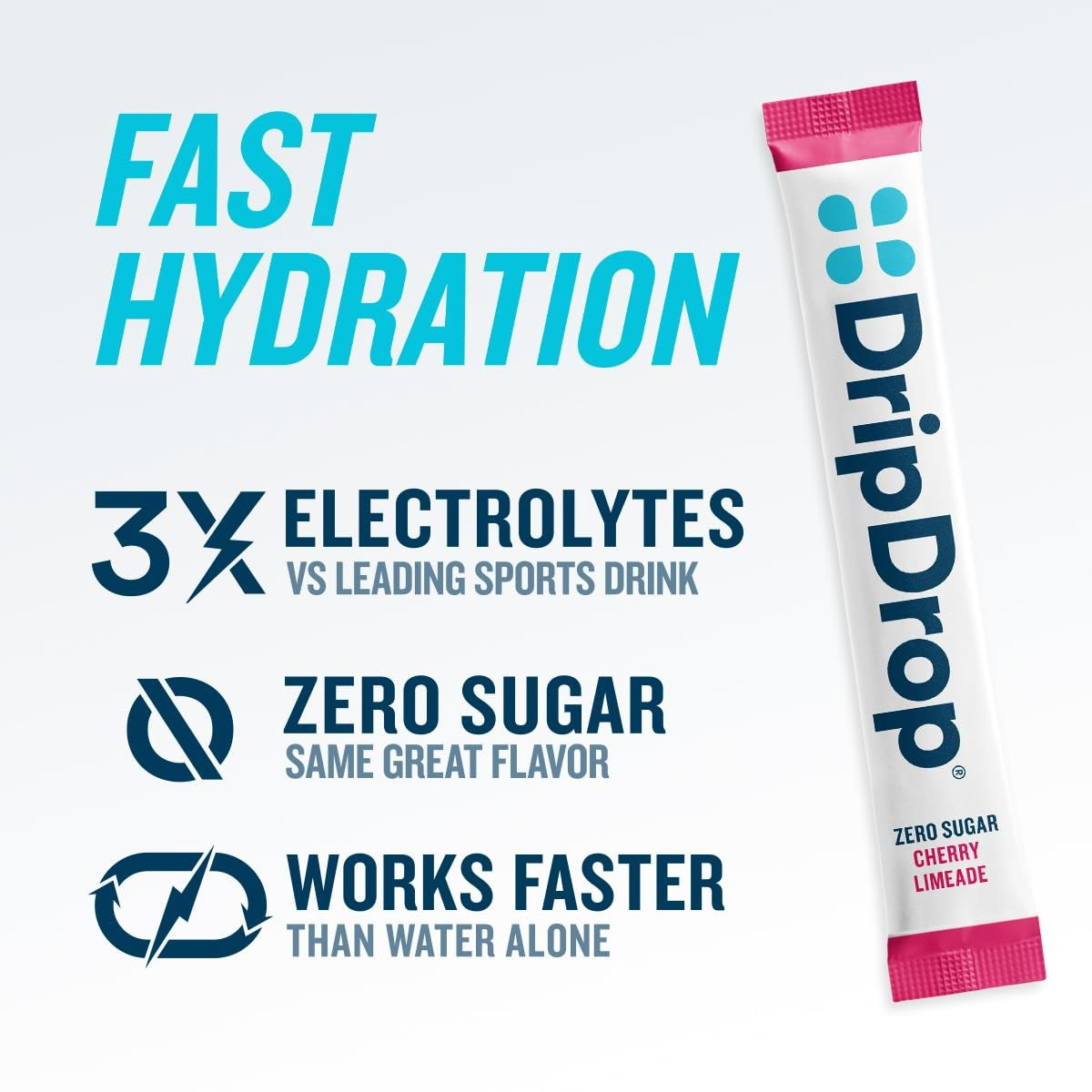DripDrop Zero Sugar Cherry Limeade Electrolyte Powder, 8 oz sticks, 32 count V3