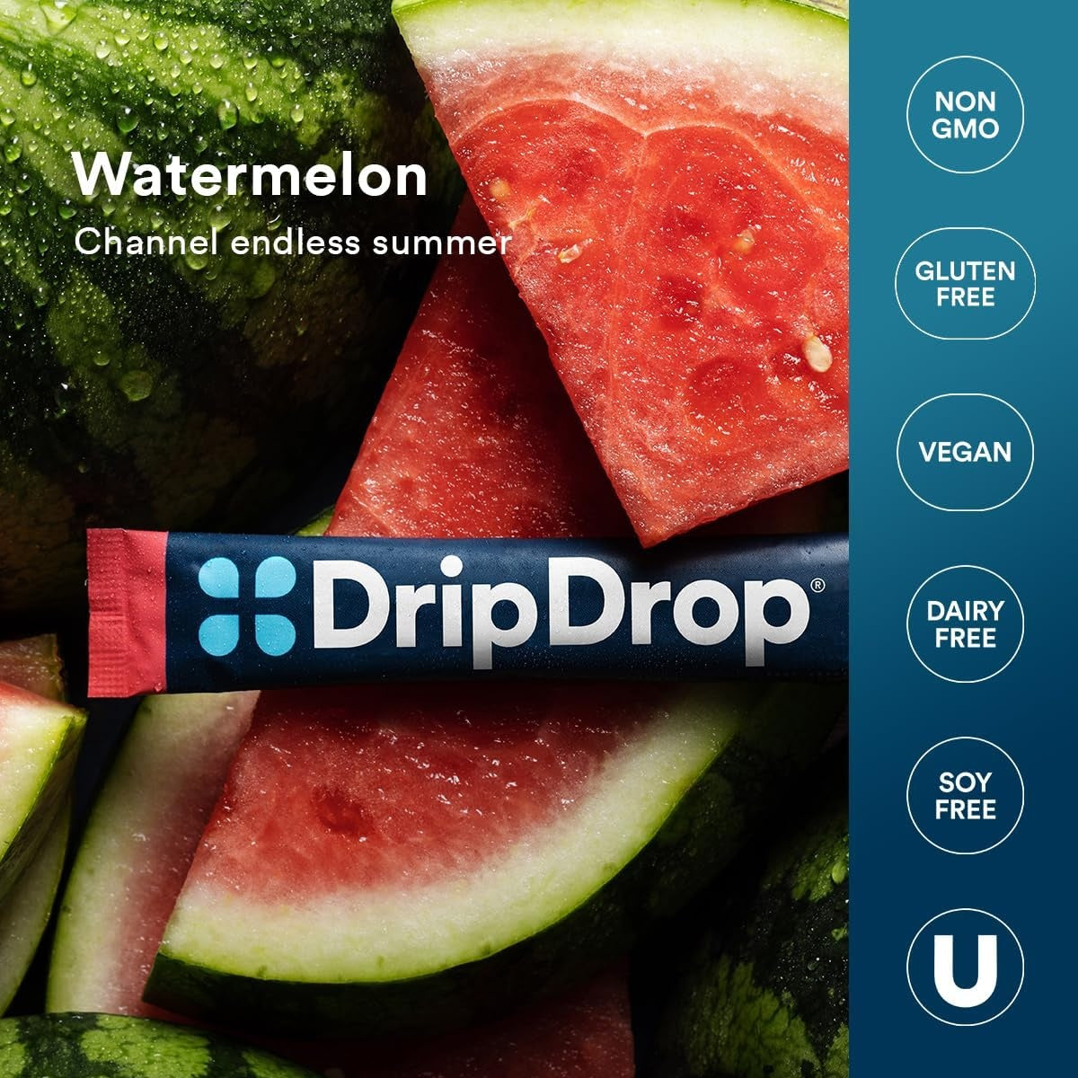 DripDrop Watermelon Electrolyte Powder, 8 oz sticks, 32 count P6