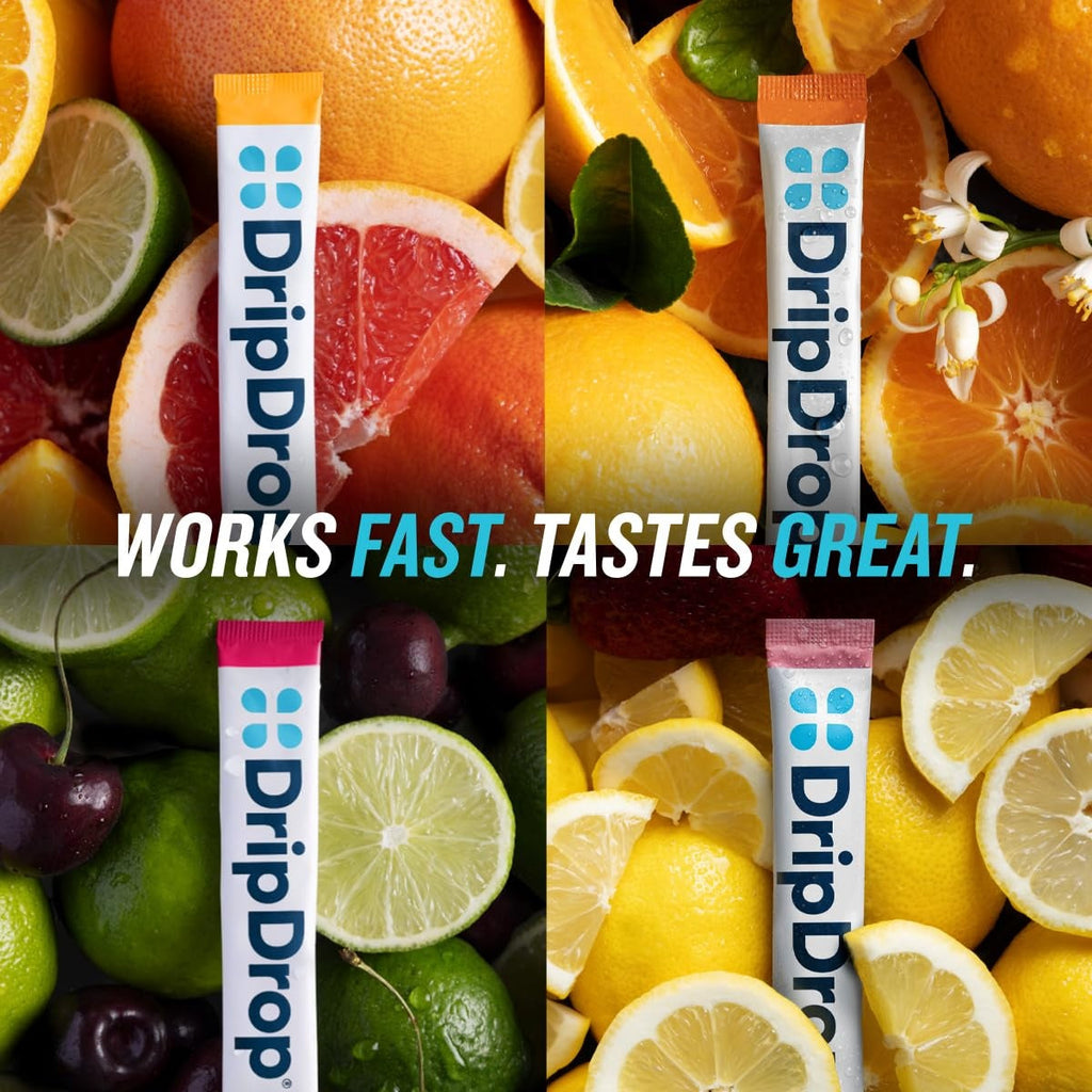 DripDrop Zero Sugar Citrus Variety Pack Electrolyte Powder, 8 oz sticks, 32 count I4