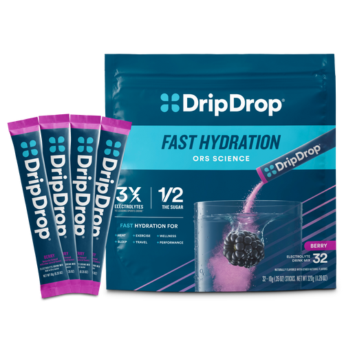 DripDrop Berry Electrolyte Powder, 8 oz sticks, 32 count U3