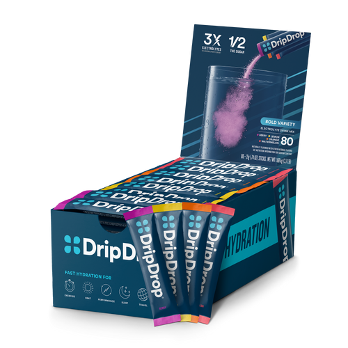 DripDrop Bold Variety Pack Electrolyte Powder, 16 oz sticks, 80 count Y4