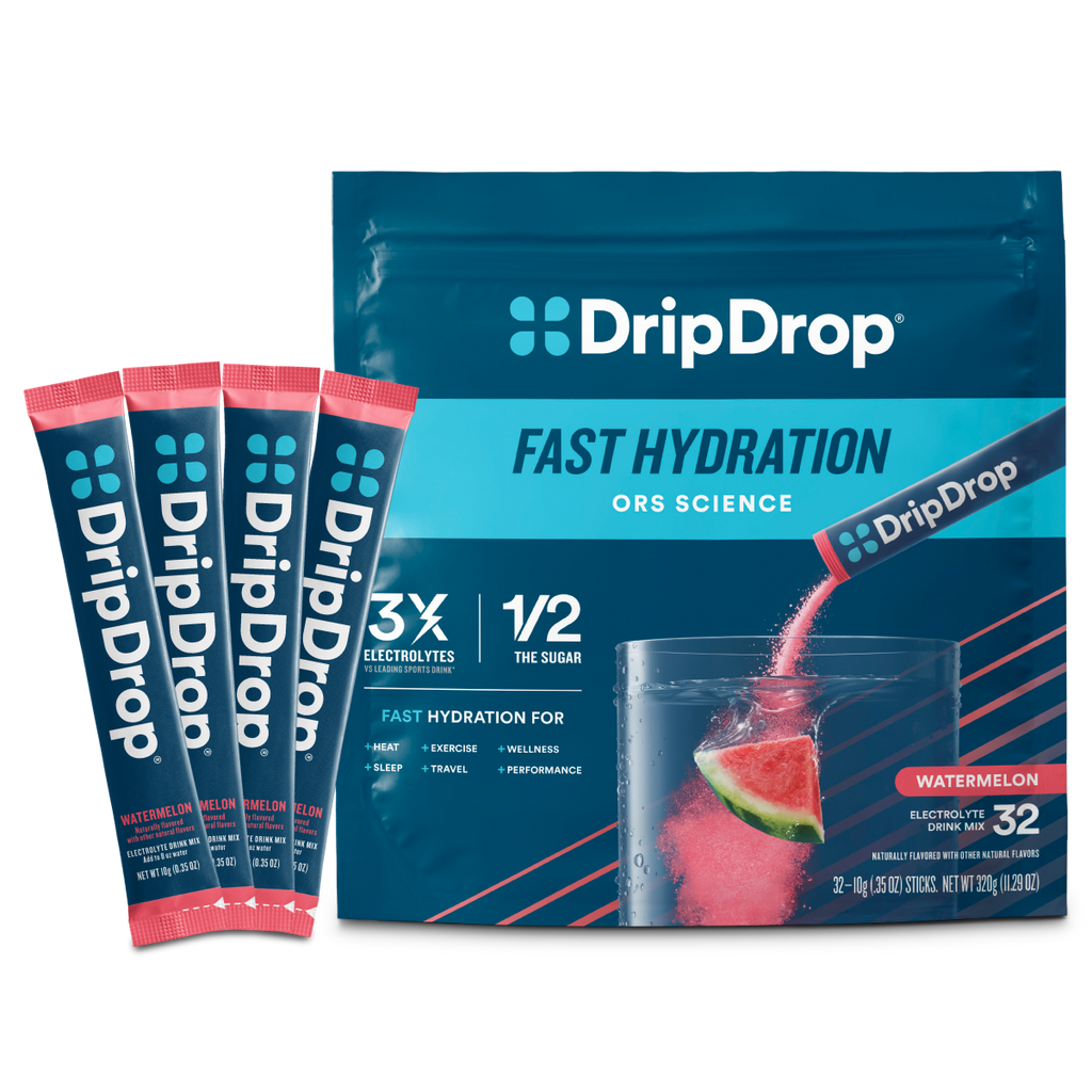 DripDrop Watermelon Electrolyte Powder, 8 oz sticks, 32 count P6