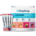 DripDrop Zero Sugar Plus, Strawberry Kiwi, Peach, Cherry Limeade, Wild Berry, 16 oz sticks, 16 count U7