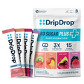 DripDrop Zero Sugar Plus, Strawberry Kiwi, Peach, Cherry Limeade, Wild Berry, 16 oz sticks, 8 count K4