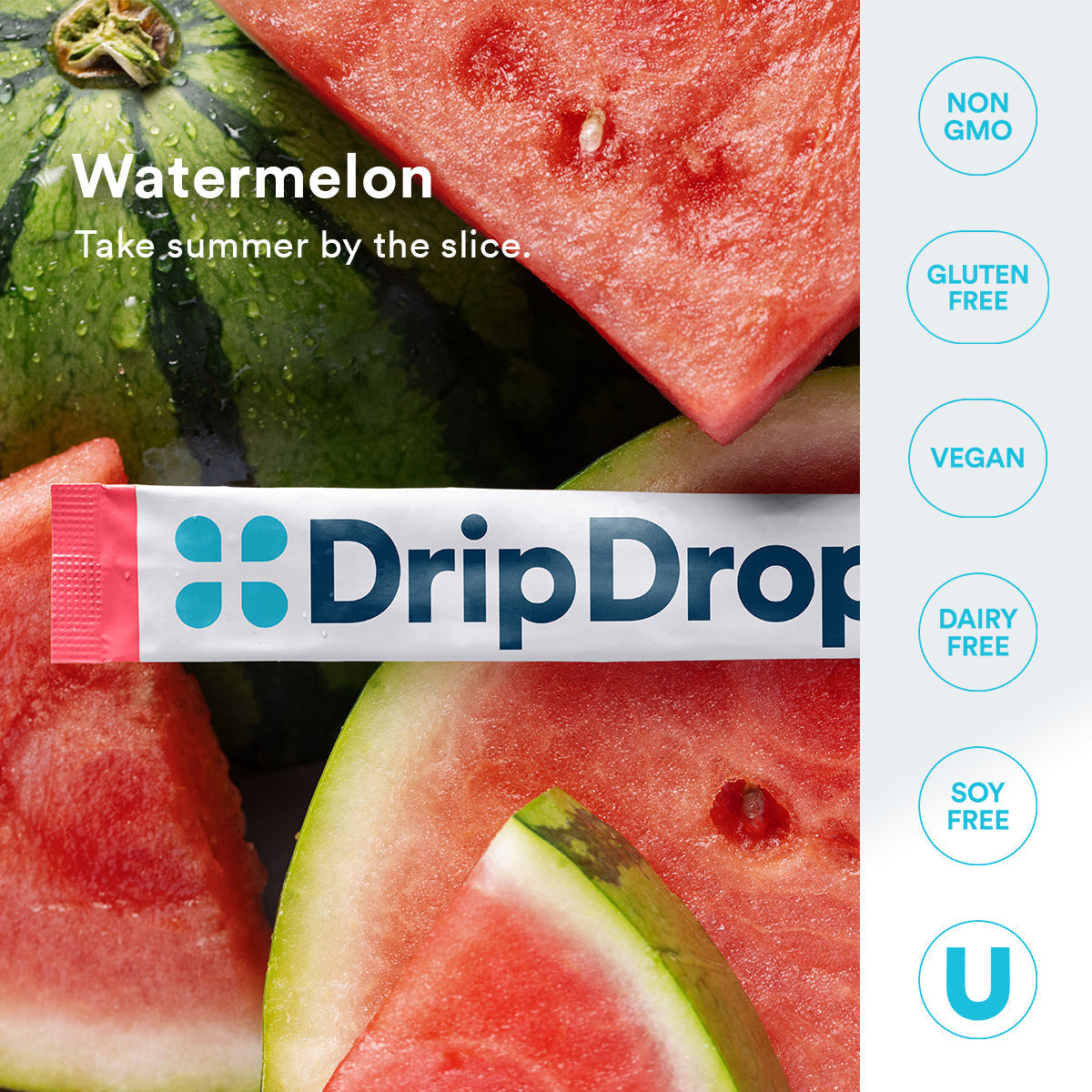DripDrop Zero Sugar Watermelon Electrolyte Powder, 8 oz sticks, 32 count R7